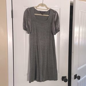 BCBG MaxAzria Gray Shift Dress Tunic Silk Cotton Cashmere S Short Sleeves
